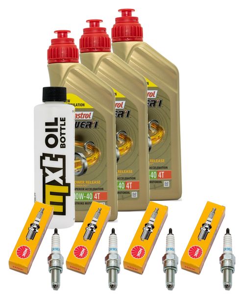 Inspektionspaket 3L 10W-40 + Ölfilter + 4x Zündkerze für Yamaha FZ 6 Fazer S 600 ccm Bj. 2006