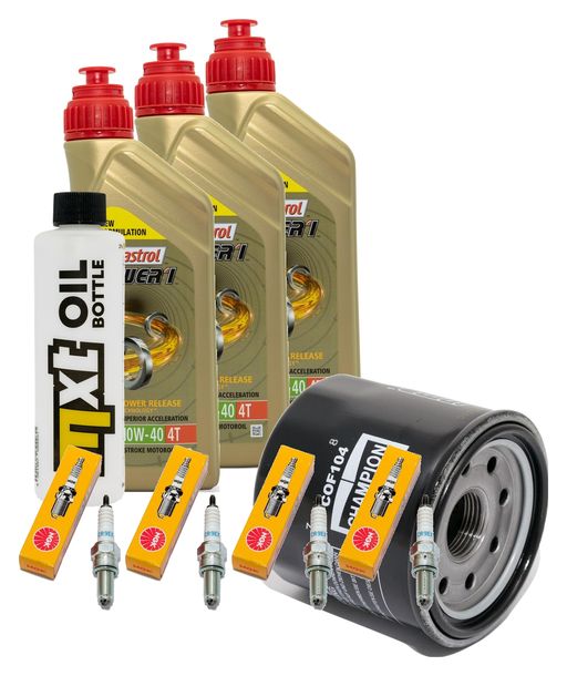 Inspektionspaket 3L 10W-40 + Ölfilter + 4x Zündkerze für Yamaha YZF-R1 FZ 6 Fazer S 600 / 1000 ccm Bj. 2007 - 2009