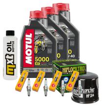 Inspectie Pakket 3L 10W-40 + Oliefilter + 4x Bougie voor Yamaha YZF-R1 FZ 6 Fazer S 600 / 1000 ccm Bj. 2007 - 2009