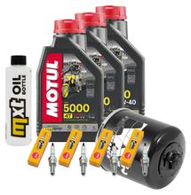 Inspectie Pakket 3L 10W-40 + Oliefilter + 4x Bougie voor Yamaha YZF-R1 FZ 6 Fazer S 600 / 1000 ccm Bj. 2007 - 2009