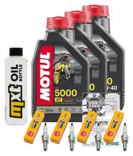 Inspektionspaket 3L 10W-40 + Ölfilter + 4x Zündkerze für Yamaha YZF-R1 FZ 6 Fazer S 600 / 1000 ccm Bj. 2007 - 2009