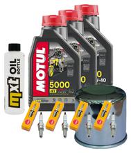 Inspektionspaket 3L 10W-40 + Ölfilter + 4x Zündkerze für Yamaha YZF-R1 FZ 6 Fazer S 600 / 1000 ccm Bj. 2007 - 2009