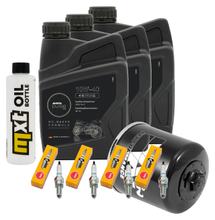 Inspektionspaket 3L 10W-40 + Ölfilter + 4x Zündkerze für Yamaha YZF-R1 FZ 6 Fazer S 600 / 1000 ccm Bj. 2007 - 2009