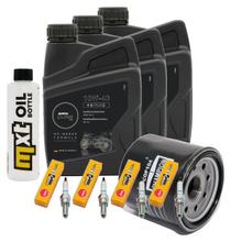 Pacchetto di ispezione 3L 10W-40 + filtro olio + 4x candela per Yamaha YZF-R1 FZ 6 Fazer S 600 / 1000 ccm Anno 2007 - 2009