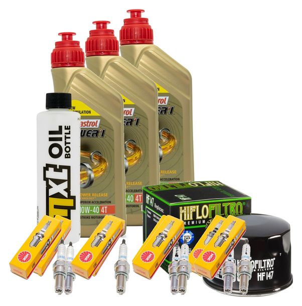 Inspektionspaket 3L 10W-40 + Ölfilter + 8x Zündkerze für Yamaha FZS Fazer S 600 ccm Bj. 1998 - 1999