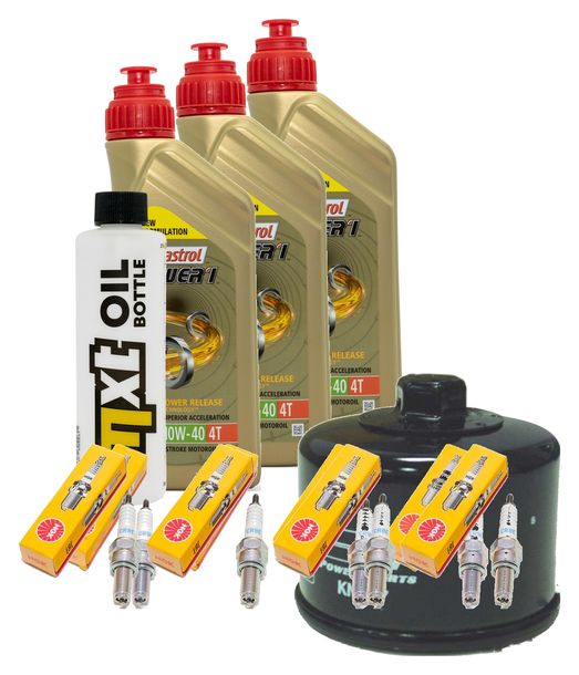 Kit d'inspection 3L 10W-40 + filtre à huile + 8x bougie d'allumage pour Yamaha FZS Fazer S 600 ccm Année 1998 - 1999