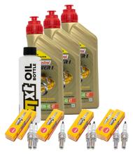 Kit d'inspection 3L 10W-40 + filtre à huile + 8x bougie d'allumage pour Yamaha FZS Fazer S 600 ccm Année 1998 - 1999
