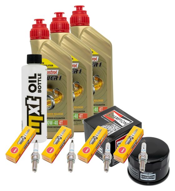 Inspektionspaket 3L 10W-40 + Ölfilter + 4x Zündkerze für Yamaha FZS Fazer S 600 ccm Bj. 2000 - 2002