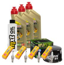Kit d'inspection 3L 10W-40 + filtre à huile + 4x bougie pour Yamaha FZS Fazer S 600 ccm Année 2000 - 2002