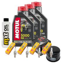 Inspektionspaket 3L 10W-40 + Ölfilter + 4x Zündkerze für Yamaha FZS Fazer S 600 ccm Bj. 2000 - 2002