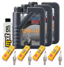 Kit d'inspection 3L 10W-40 + filtre à huile + 4x bougie pour Yamaha FZS Fazer S 600 ccm Année 2000 - 2002