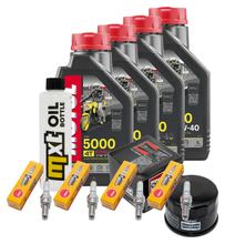 Inspectiepakket 4L 10W-40 + Oliefilter + 4x Bougie voor Yamaha FZS Fazer S 600 ccm Bj. 2003