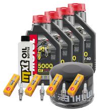 Inspectiepakket 4L 10W-40 + Oliefilter + 4x Bougie voor Yamaha FZS Fazer S 600 ccm Bj. 2003