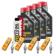 Inspectiepakket 4L 10W-40 + Oliefilter + 4x Bougie voor Yamaha FZS Fazer S 600 ccm Bj. 2003