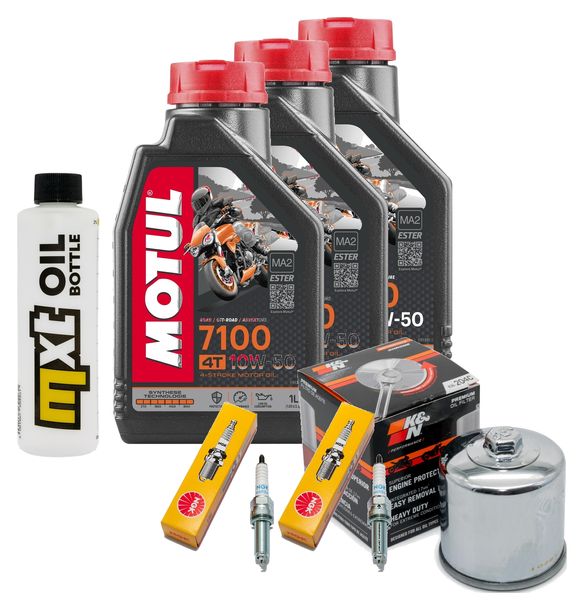 Kit d'inspection 3L 10W-50 + filtre à huile + 2 bougies pour Yamaha MT-07 689 / 700 ccm Année 2014 - 2015