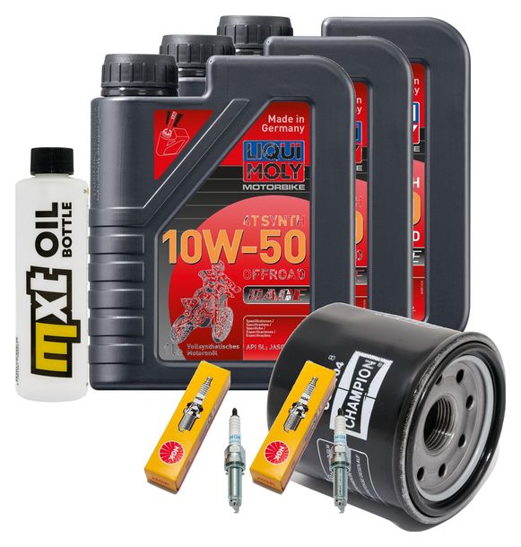 Inspektionspaket 3L 10W-50 + Ölfilter + 2x Zündkerze für Yamaha MT-07 689 / 700 ccm Bj. 2014 - 2015