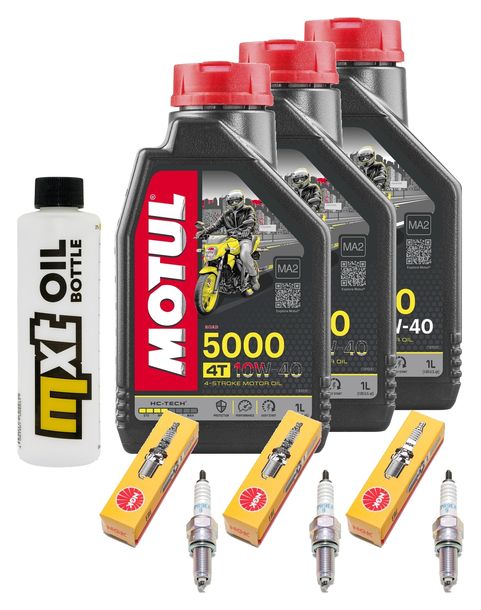 Inspektionspaket 3L 10W-40 + Ölfilter + 3x Zündkerze für Yamaha MT-09 Tracer 9 GT 847 / 900 ccm Bj. 2015 - 2020