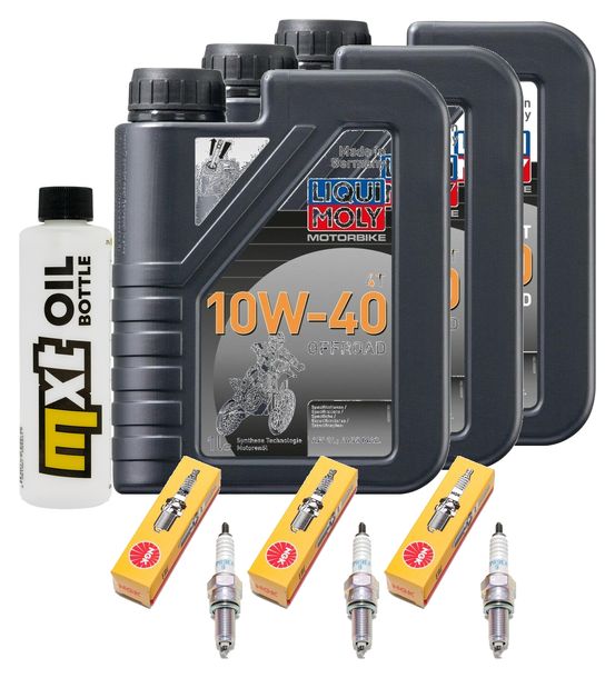 Inspection package 3L 10W-40 + oil filter + 3x spark plug for Yamaha MT-09 Tracer 9 GT 847 / 900 ccm Year 2015 - 2020