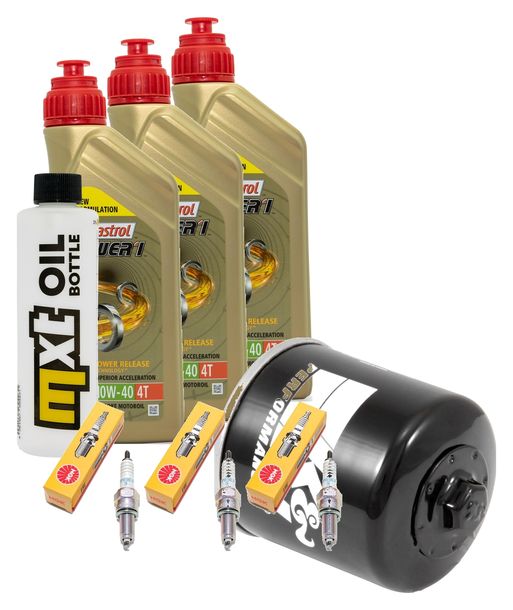 Kit d'inspection 3L 10W-40 + filtre à huile + 3x bougie d'allumage pour Yamaha MT-09 847 / 850 ccm Année 2015 - 2016