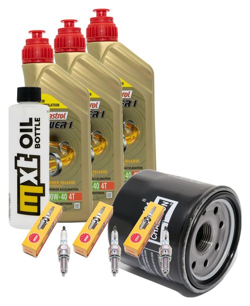 Inspektionspaket 3L 10W-40 + Ölfilter + 3x Zündkerze für Yamaha MT-09 847 / 850 ccm Bj. 2015 - 2016