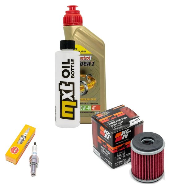 Kit d'inspection 1L 10W-40 + filtre à huile + 1x bougie pour Yamaha MT- ABS 125 ccm Année 2015