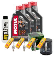Inspectiekit 3L 10W-50 + Oliefilter + 4x Bougie voor Yamaha XJ S Diversion 600 ccm Bj. 2000 - 2002
