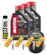 Inspectiekit 3L 10W-50 + Oliefilter + 4x Bougie voor Yamaha XJ S Diversion 600 ccm Bj. 2000 - 2002
