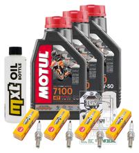 Inspectiekit 3L 10W-50 + Oliefilter + 4x Bougie voor Yamaha XJ S Diversion 600 ccm Bj. 2000 - 2002