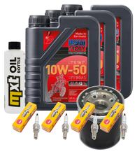Pacchetto di ispezione 3L 10W-50 + filtro olio + 4x candela per Yamaha XJ S Diversion 600 ccm Anno 2000 - 2002