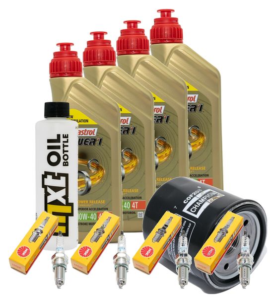 Inspektionspaket 4L 10W-40 + Ölfilter + 4x Zündkerze für Yamaha XJ S Diversion 900 ccm Bj. 2000 - 2002