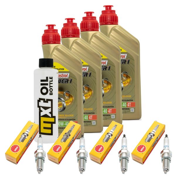 Inspection package 4L 10W-40 + oil filter + 4x spark plug for Yamaha XJ S Diversion 900 ccm Year 2000 - 2002