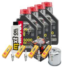 Inspektionspaket 4L 10W-40 + Ölfilter + 4x Zündkerze für Yamaha XJ S Diversion 900 ccm Bj. 2000 - 2002