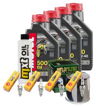 Inspektionspaket 4L 10W-40 + Ölfilter + 4x Zündkerze für Yamaha XJ S Diversion 900 ccm Bj. 2000 - 2002