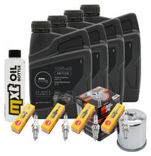 Paquete de inspección 4L 10W-40 + filtro de aceite + 4 bujías para Yamaha XJ S Diversion 900 ccm Año 2000 - 2002