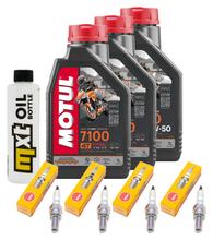 Inspektionspaket 3L 10W-50 + Ölfilter + 4x Zündkerze für Yamaha XJ6 Diversion ABS F 600 ccm Bj. 2012