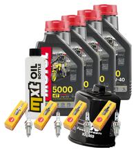 Inspektionspaket 4L 10W-40 + Ölfilter + 4x Zündkerze für Yamaha XJ S Diversion 900 ccm Bj. 2003
