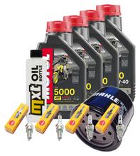 Kit d'inspection 4L 10W-40 + filtre à huile + 4x bougie pour Yamaha XJ S Diversion 900 ccm Année 2003