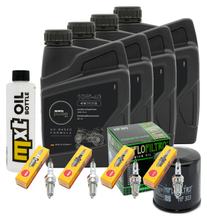 Paquete de inspección 4L 10W-40 + filtro de aceite + 4 bujías para Yamaha XJ S Diversion 900 ccm Año 2003