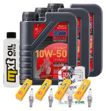 Paquete de inspección 3L 10W-50 + filtro de aceite + 4 bujías para Yamaha XJ6 Diversion ABS F 600 ccm Año 2009 - 2015