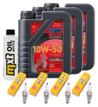 Paquete de inspección 3L 10W-50 + filtro de aceite + 4 bujías para Yamaha XJ6 Diversion ABS F 600 ccm Año 2009 - 2015