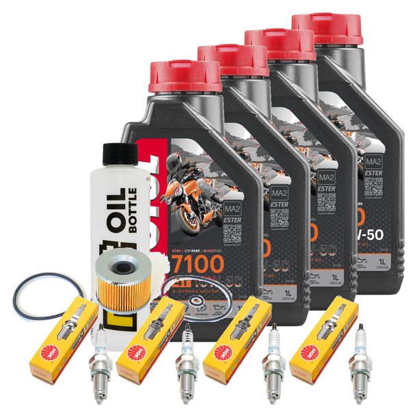 Inspektionspaket 4L 10W-50 + Ölfilter + 4x Zündkerze für Yamaha XJR 1300 ccm Bj. 2000 - 2015