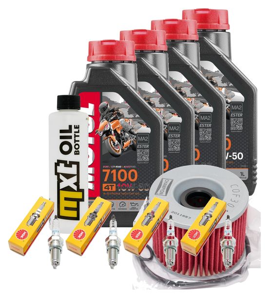 Inspektionspaket 4L 10W-50 + Ölfilter + 4x Zündkerze für Yamaha XJR 1300 ccm Bj. 2000 - 2015