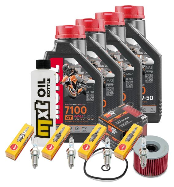 Inspektionspaket 4L 10W-50 + Ölfilter + 4x Zündkerze für Yamaha XJR 1300 ccm Bj. 2000 - 2015