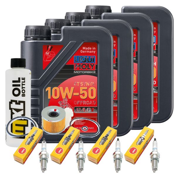 Inspektionspaket 4L 10W-50 + Ölfilter + 4x Zündkerze für Yamaha XJR 1300 ccm Bj. 2000 - 2015