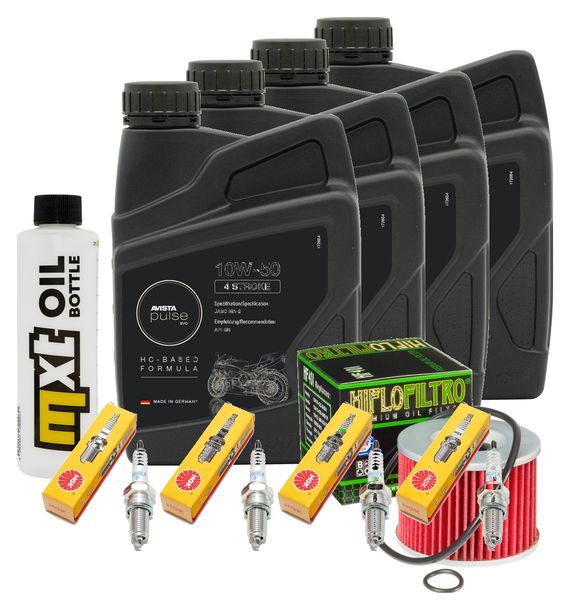 Inspektionspaket 4L 10W-50 + Ölfilter + 4x Zündkerze für Yamaha XJR 1300 ccm Bj. 2000 - 2015