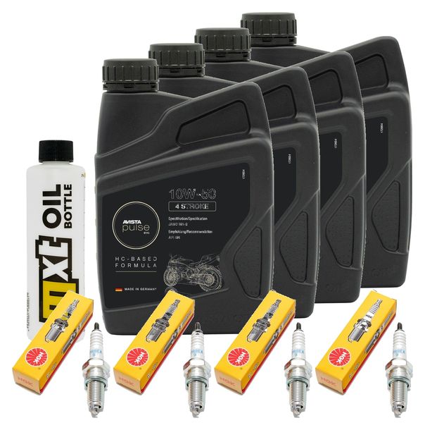 Inspektionspaket 4L 10W-50 + Ölfilter + 4x Zündkerze für Yamaha XJR 1300 ccm Bj. 2000 - 2015