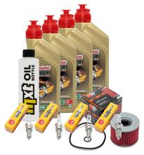Paquete de inspección 4L 10W-50 + filtro de aceite + 4 bujías para Yamaha XJR 1300 ccm Año 2000 - 2015