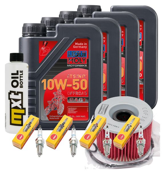 Inspection package 4L 10W-50 + oil filter + 4x spark plug for Yamaha XJR 1300 ccm Year 2003 - 2014