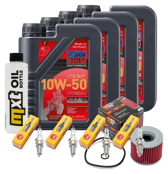 Inspektionspaket 4L 10W-50 + Ölfilter + 4x Zündkerze für Yamaha XJR 1300 ccm Bj. 2003 - 2014