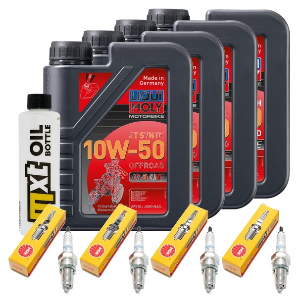 Inspektionspaket 4L 10W-50 + Ölfilter + 4x Zündkerze für Yamaha XJR 1300 ccm Bj. 2003 - 2014